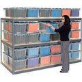 Global Equipment Record Storage Rack 48"W x 24"D x 60"H With Polyethylene File Boxes - Gray 716894